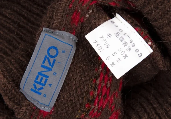 ケンゾーKENZO ボーダータートルネックニット 茶赤M位 K-105887_012