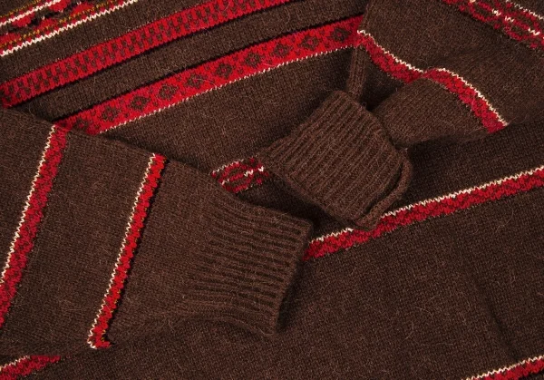 ケンゾーKENZO ボーダータートルネックニット 茶赤M位 K-105887_005