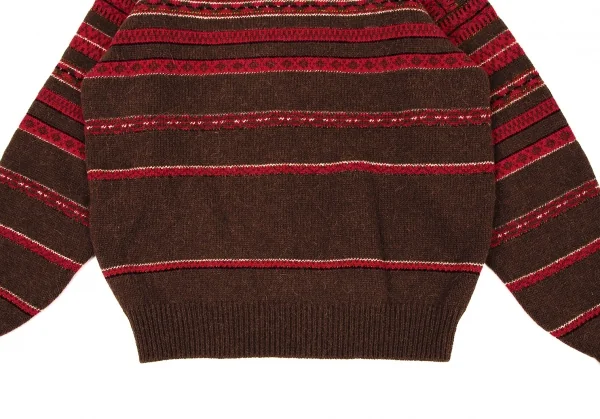 ケンゾーKENZO ボーダータートルネックニット 茶赤M位 K-105887_006