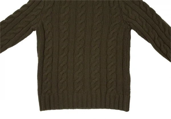 ポロラルフローレンPOLO RALPH LAUREN ウールカシミヤボタン留めハイネックケーブルニットセーター カーキL K-105913_010