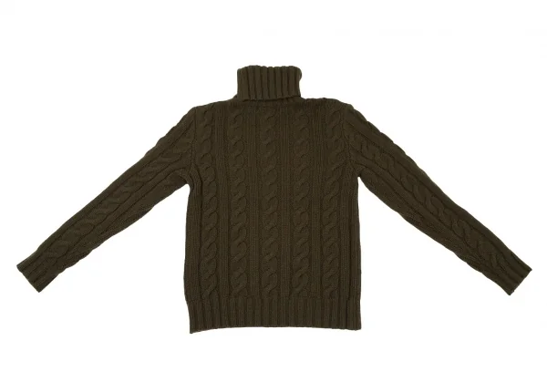 ポロラルフローレンPOLO RALPH LAUREN ウールカシミヤボタン留めハイネックケーブルニットセーター カーキL K-105913_012
