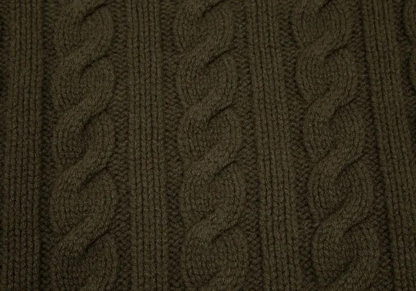 ポロラルフローレンPOLO RALPH LAUREN ウールカシミヤボタン留めハイネックケーブルニットセーター カーキL K-105913_013