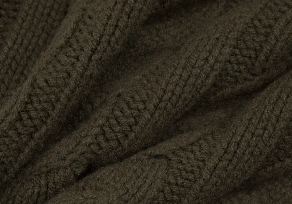 ポロラルフローレンPOLO RALPH LAUREN ウールカシミヤボタン留めハイネックケーブルニットセーター カーキL K-105913_014