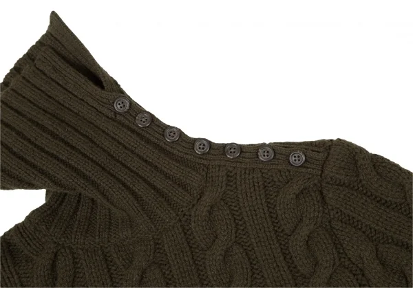 ポロラルフローレンPOLO RALPH LAUREN ウールカシミヤボタン留めハイネックケーブルニットセーター カーキL K-105913_005