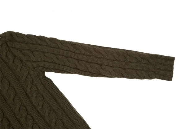 ポロラルフローレンPOLO RALPH LAUREN ウールカシミヤボタン留めハイネックケーブルニットセーター カーキL K-105913_008