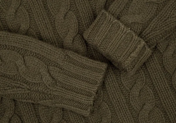 ポロラルフローレンPOLO RALPH LAUREN ウールカシミヤボタン留めハイネックケーブルニットセーター カーキL K-105913_009