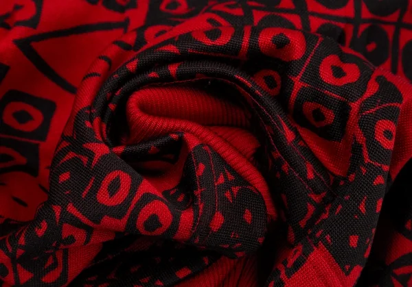 イッセイ ミヤケISSEY MIYAKE ポリコットン総柄バックスカートリブレギンスパンツ 赤9 K-105920_011