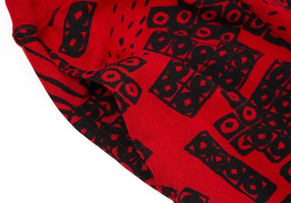 イッセイ ミヤケISSEY MIYAKE ポリコットン総柄バックスカートリブレギンスパンツ 赤9 K-105920_004