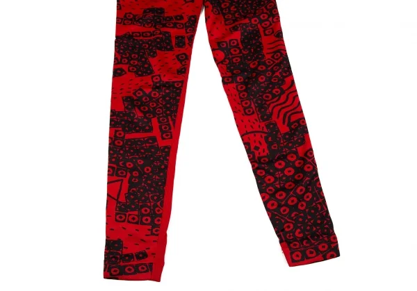 イッセイ ミヤケISSEY MIYAKE ポリコットン総柄バックスカートリブレギンスパンツ 赤9 K-105920_005