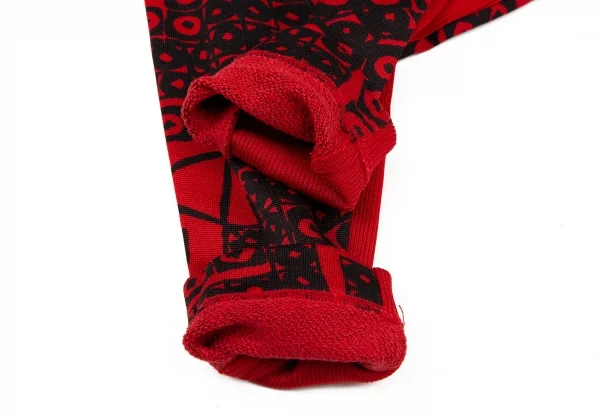 イッセイ ミヤケISSEY MIYAKE ポリコットン総柄バックスカートリブレギンスパンツ 赤9 K-105920_006