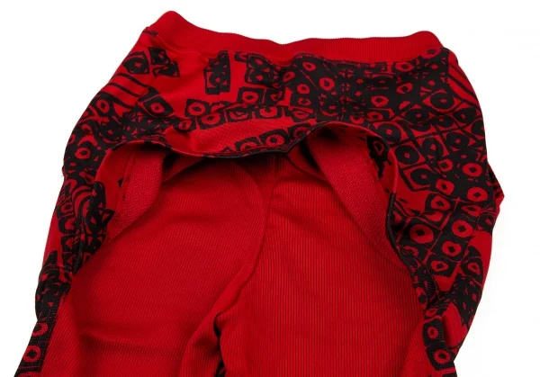 イッセイ ミヤケISSEY MIYAKE ポリコットン総柄バックスカートリブレギンスパンツ 赤9 K-105920_009