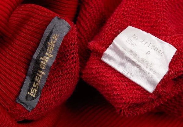 イッセイ ミヤケISSEY MIYAKE ポリコットン総柄リブハイネックドルマンセットアップ 赤9 K-105921_010