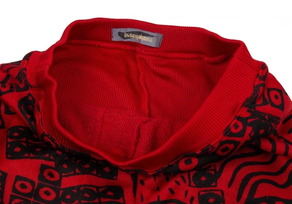 イッセイ ミヤケISSEY MIYAKE ポリコットン総柄リブハイネックドルマンセットアップ 赤9 K-105921_013