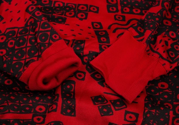 イッセイ ミヤケISSEY MIYAKE ポリコットン総柄リブハイネックドルマンセットアップ 赤9 K-105921_005