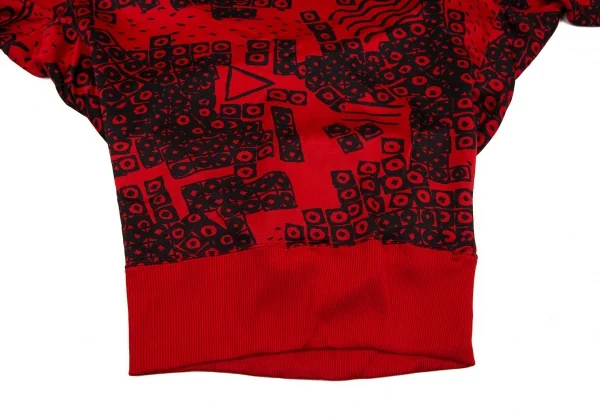 イッセイ ミヤケISSEY MIYAKE ポリコットン総柄リブハイネックドルマンセットアップ 赤9 K-105921_006