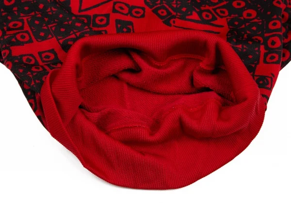 イッセイ ミヤケISSEY MIYAKE ポリコットン総柄リブハイネックドルマンセットアップ 赤9 K-105921_007