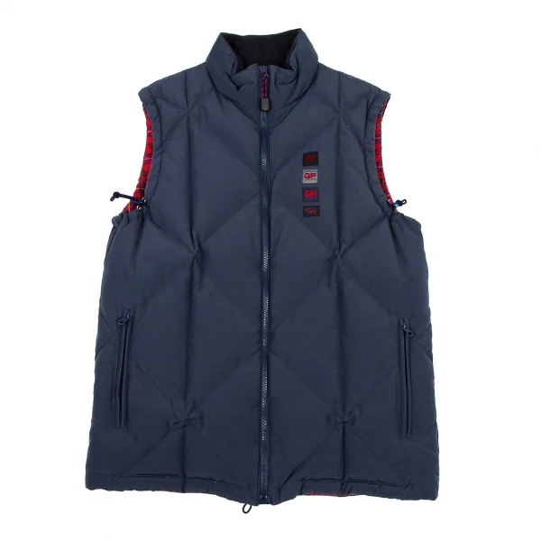 パパスPapas コットンナイロン裏チェックダウンベスト 紺48M K-105945_001