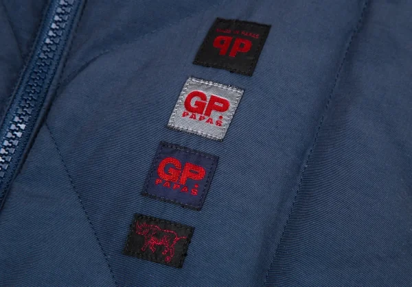 パパスPapas コットンナイロン裏チェックダウンベスト 紺48M K-105945_005