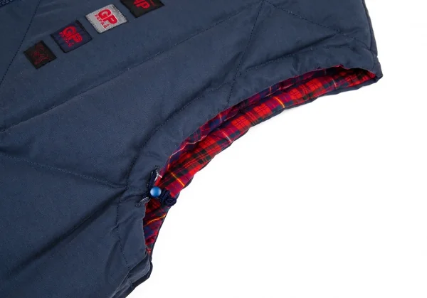 パパスPapas コットンナイロン裏チェックダウンベスト 紺48M K-105945_006