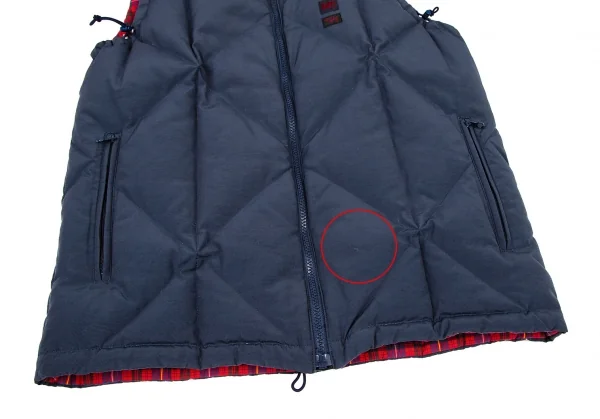 パパスPapas コットンナイロン裏チェックダウンベスト 紺48M K-105945_007