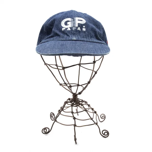 パパスPapas コットンロゴデニムベースボールキャップ インディゴL K-105947_002