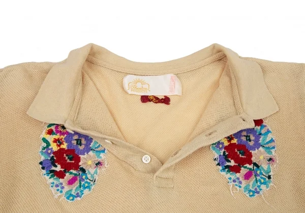 シアタープロダクツTHEATRE PRODUCTS コットン花柄刺繍ポロシャツ ベージュL K-105957_007