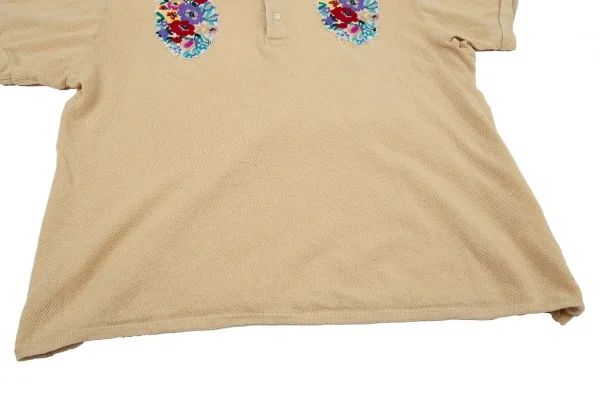 シアタープロダクツTHEATRE PRODUCTS コットン花柄刺繍ポロシャツ ベージュL K-105957_009