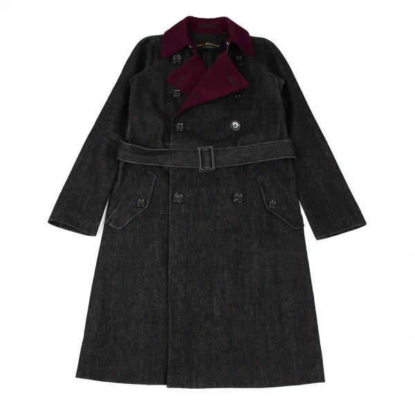 ジュンヤワタナベ コムデギャルソンJUNYA WATANABE COMME des GARCONS コットン別珍切替デニムトレンチコート 黒M位 K-105966_002