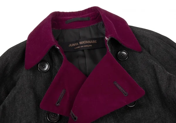 ジュンヤワタナベ コムデギャルソンJUNYA WATANABE COMME des GARCONS コットン別珍切替デニムトレンチコート 黒M位 K-105966_005