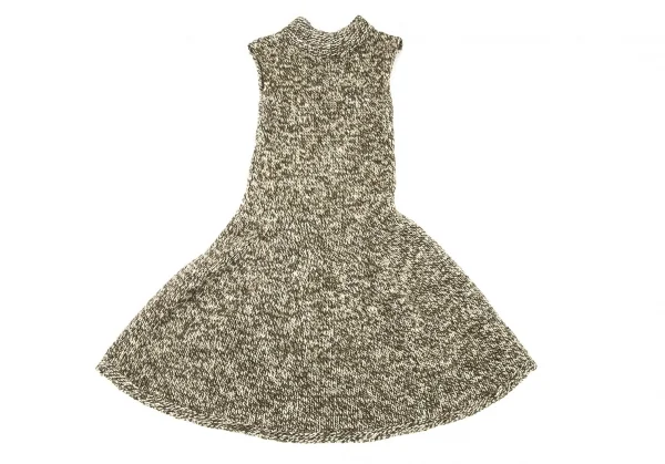 アニエスベーagnes b. ウールナイロンハイネックノースリーブフレアニットワンピース カーキオフ1 K-105969_002