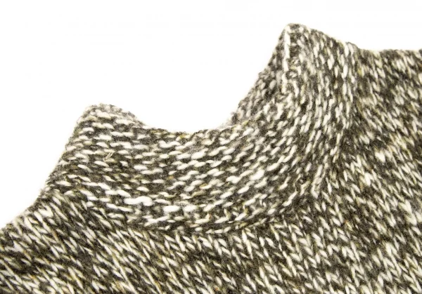 アニエスベーagnes b. ウールナイロンハイネックノースリーブフレアニットワンピース カーキオフ1 K-105969_004