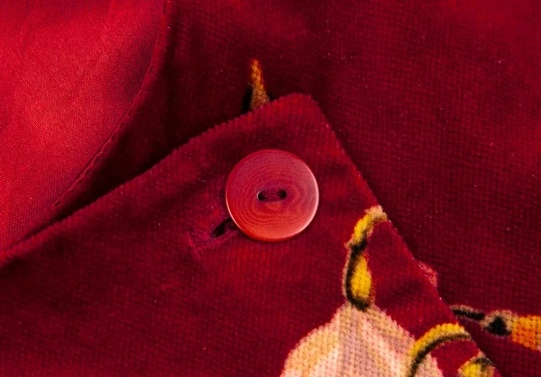 ケンゾーKENZO 花柄ベロアダブルブレストベスト 赤40 K-105972_005
