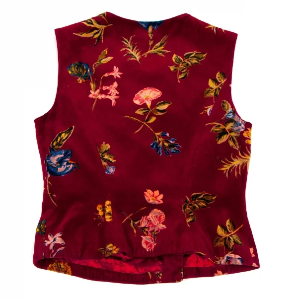 ケンゾーKENZO 花柄ベロアダブルブレストベスト 赤40 K-105972_009