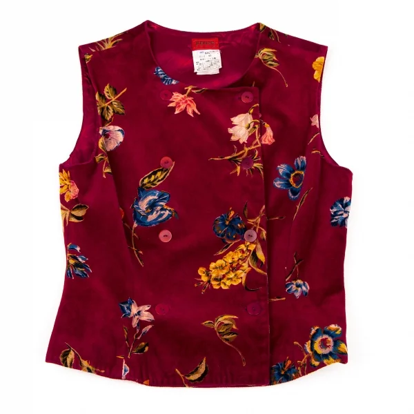 ケンゾーKENZO 花柄ダブルブレストベストセットアップ 赤40・38 K-105974_003