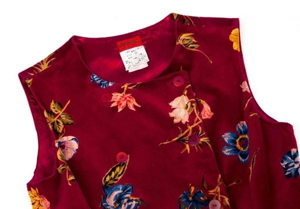 ケンゾーKENZO 花柄ダブルブレストベストセットアップ 赤40・38 K-105974_004