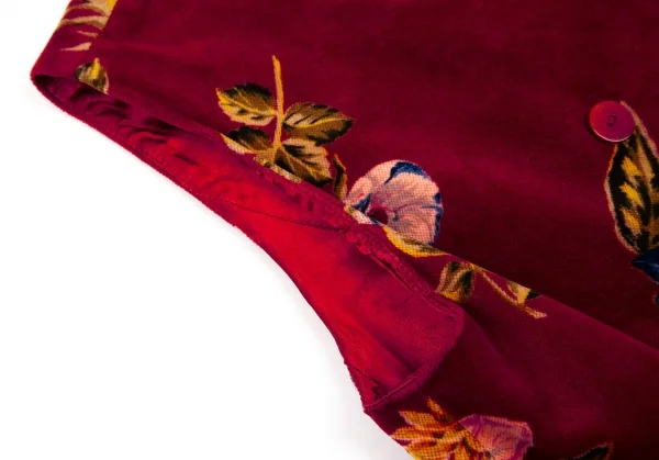 ケンゾーKENZO 花柄ダブルブレストベストセットアップ 赤40・38 K-105974_007