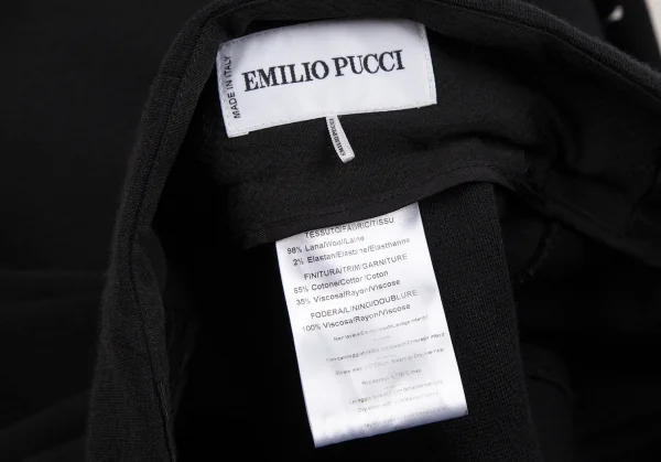 エミリオプッチEMILIO PUCCI ウールフック留め装飾前ボタンストレッチスカート 黒38 K-105980_012