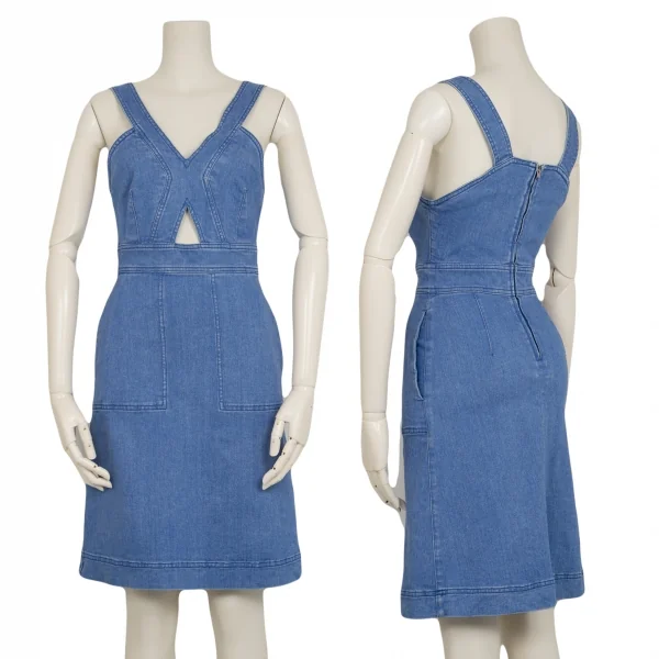 ステラマッカートニーSTELLA McCARTNEY コットンデニムボンテージジャンパースカート 淡インディゴ36 K-105983_001