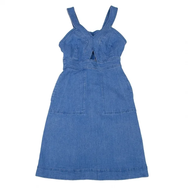 ステラマッカートニーSTELLA McCARTNEY コットンデニムボンテージジャンパースカート 淡インディゴ36 K-105983_002