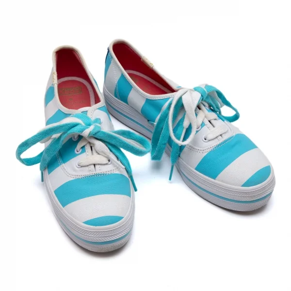 ケイトスペード×ケッズKate Spade×Keds ボーダー厚底スニーカー 水色オフUS6.5(23.5位) K-105989_001