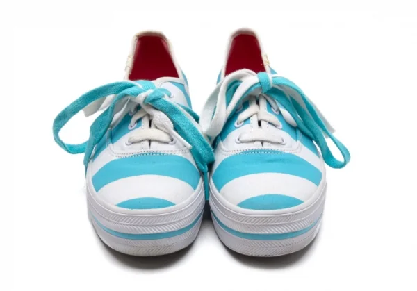 ケイトスペード×ケッズKate Spade×Keds ボーダー厚底スニーカー 水色オフUS6.5(23.5位) K-105989_002