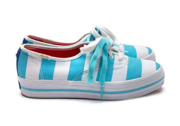 ケイトスペード×ケッズKate Spade×Keds ボーダー厚底スニーカー 水色オフUS6.5(23.5位) K-105989_008