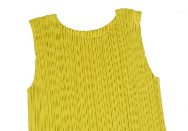 プリーツプリーズPLEATS PLEASE プリーツバックスリットノースリーブマキシワンピース 黄M位 K-106018_003