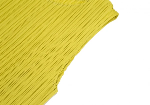 プリーツプリーズPLEATS PLEASE プリーツバックスリットノースリーブマキシワンピース 黄M位 K-106018_004