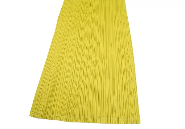 プリーツプリーズPLEATS PLEASE プリーツバックスリットノースリーブマキシワンピース 黄M位 K-106018_005