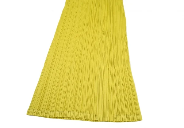 プリーツプリーズPLEATS PLEASE プリーツバックスリットノースリーブマキシワンピース 黄M位 K-106018_007