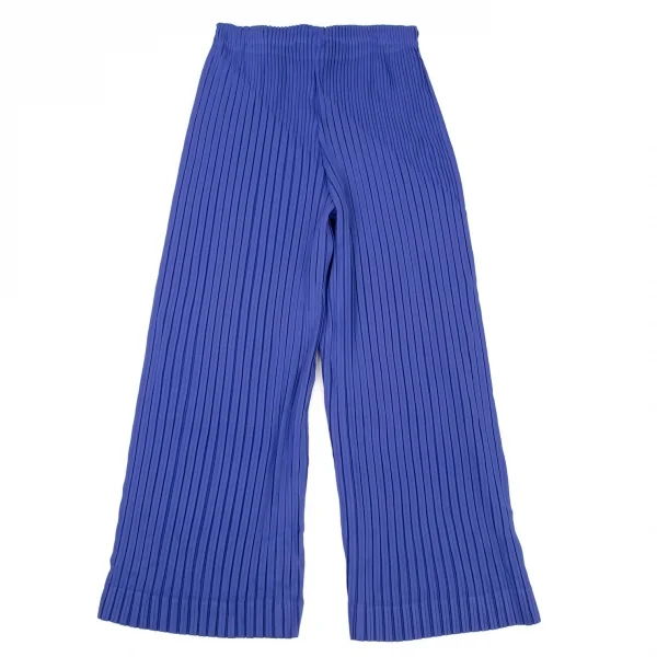 イッセイミヤケISSEY MIYAKE プリーツワイドパンツ 青M位 K-106045_001