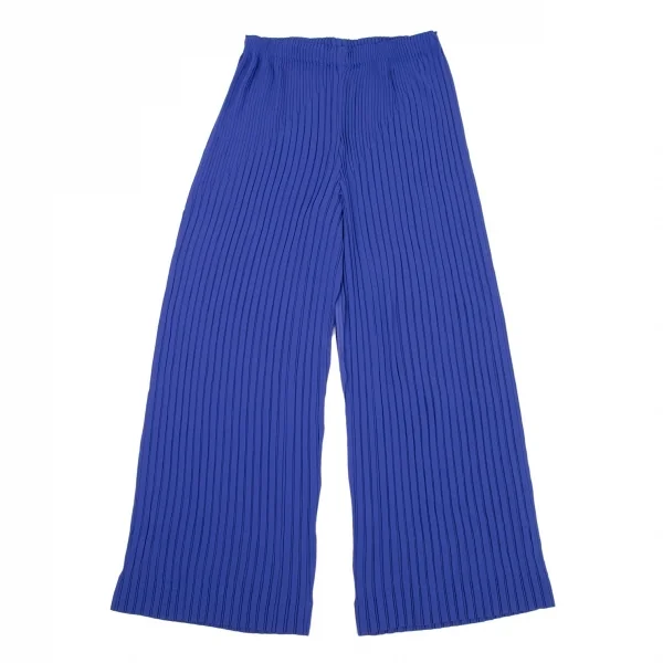 イッセイミヤケISSEY MIYAKE プリーツワイドパンツ 青M位 K-106045_007