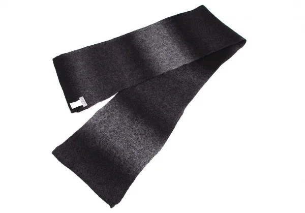 ヨウジヤマモト プールオムYohji Yamamoto POUR HOMME モヘヤ混グラデーションマフラー 黒グレー K-106066_002