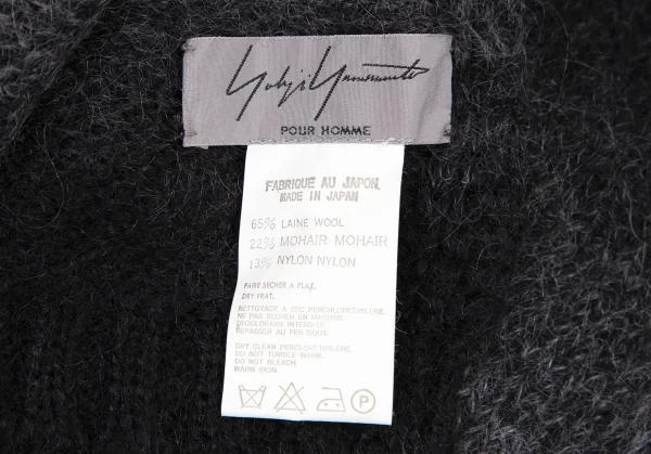 ヨウジヤマモト プールオムYohji Yamamoto POUR HOMME モヘヤ混グラデーションマフラー 黒グレー K-106066_006